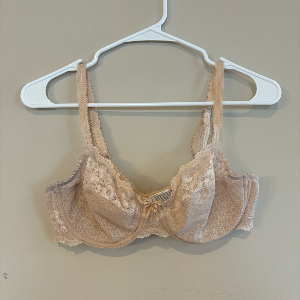 Wacoal The Insider Lace Underwire Bra 34D Nude Beige Unlined 851212